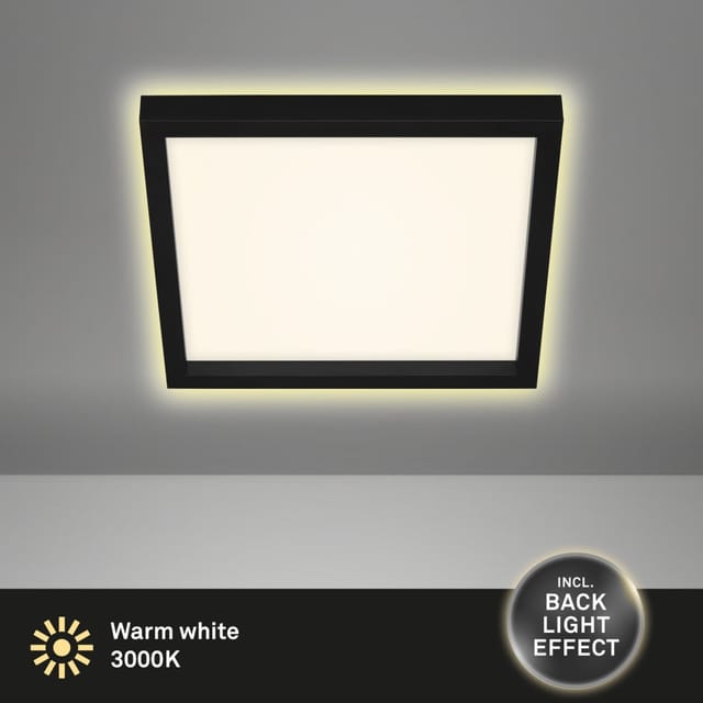 Briloner - led Panel Cadre schwarz 29,3 x 29,3 cm warmweiß, Backlight-Effekt Deckenleuchte