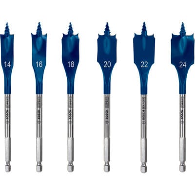 Bosch - Accessories 2608900332 Holz-Fräsbohrer-Set 14 mm, 16 mm, 18 mm, 20 mm, 22 mm, 24 mm Gesamtläng