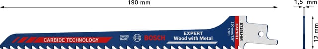 Professional Expert 'Wood with Metal' s 715 lhm Säbelsägeblatt, 1 Stück (2608900384) - Bosch