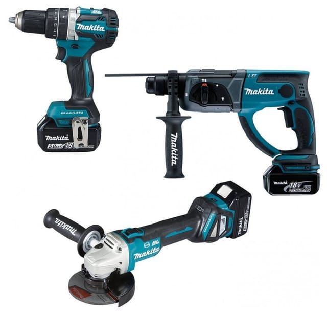 Makita - Kit DLX3093TJ (DGA513 + DHP484 + DHR202 + 3 x 5,0 Ah + DC18RC + makpac 2 + makpac 3)