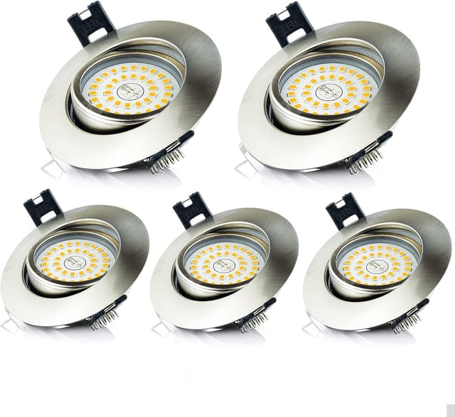 LED Einbaustrahler Badezimmer IP44 5W Warmweiß 3000K 470LM Extra flach rund Deckeneinbaubeleuchtung für Küche, Wohnzimmer, Flur (5 Stück)