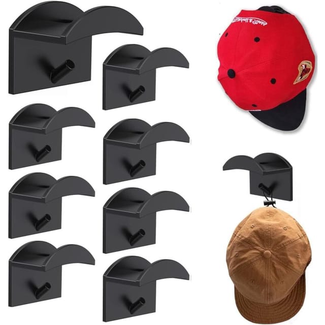 Cap Rack, 10 PCS Selbstklebende Hutablage Baseballmütze Aufbewahrung Wandhalterung Kein Bohren Kappenhalter Haken Hutaufhänger Organizer für