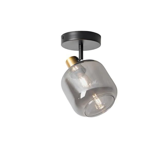 Design-Deckenspot Schwarz mit Gold mit Rauchglas - Zuzanna