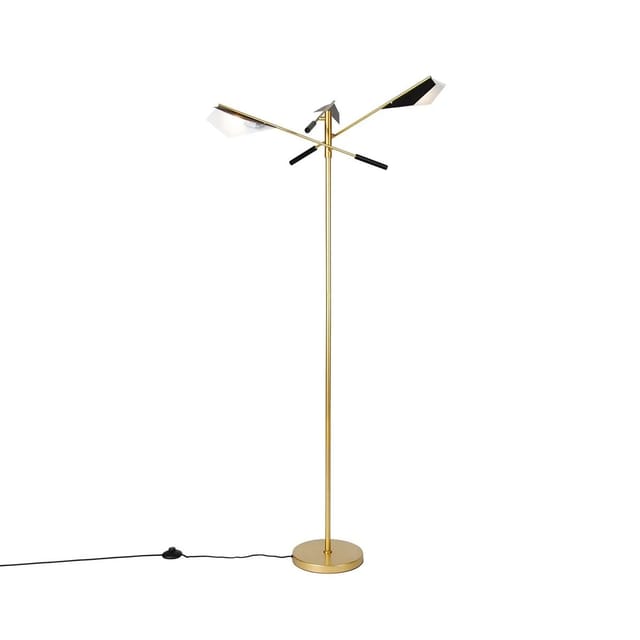 Design-Stehlampe Schwarz mit Gold 3-flammig - Sinem