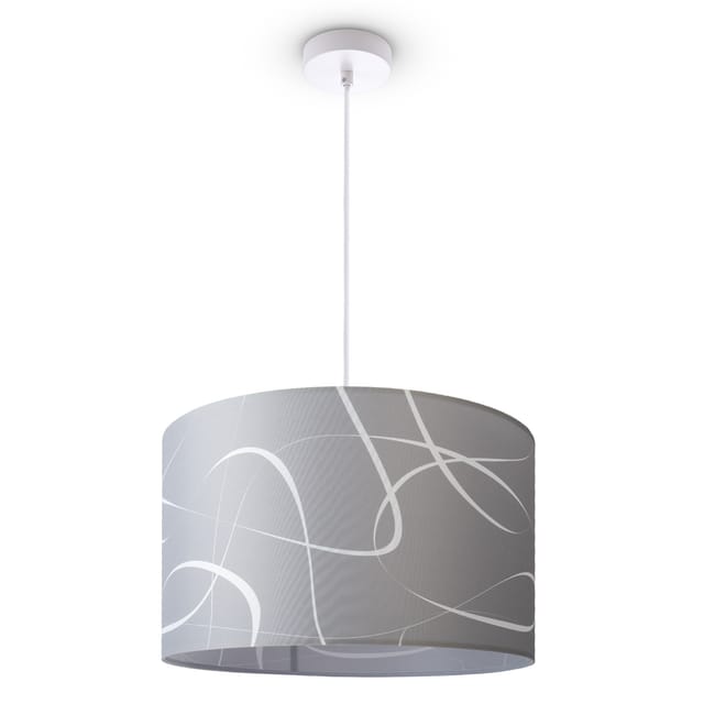 Deckenlampe Wohnzimmer Pendelleuchte Esstisch Lampenschirm Stoff Modern Abstrakt Pendelleuchte - Weiß, Design 4 (Ø45,5 cm) - Paco Home