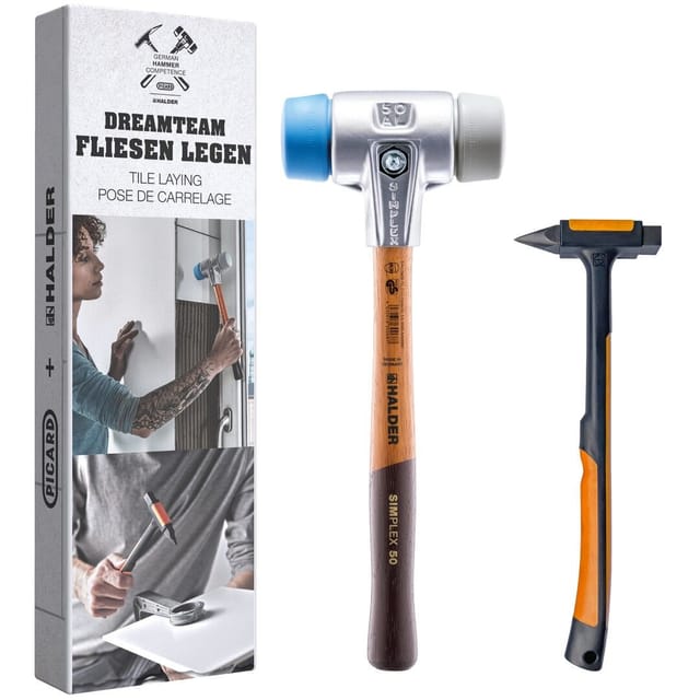 Aktionsbox Dreamteam Fliesenleger Schonhammer D40mm + Fliesenlegehammer - Halder