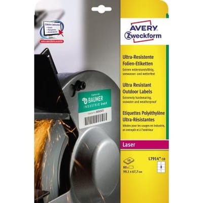 Avery Zweckform - Folienetikett 99,1 x 67,7 mm (b x h) weiß 80 Etik./Pack.