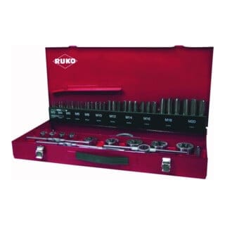 RUKO 54-teiliger Gewindeschneidwerkzeug-Satz HSSE-Co 5 in Industriekassette - 245040E