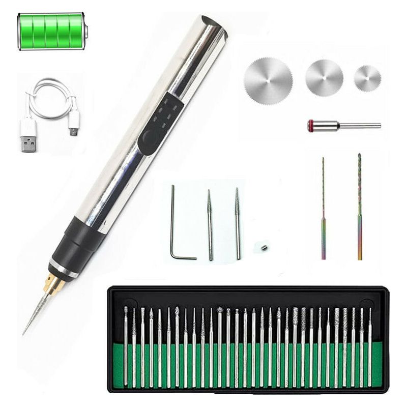 Elektrischer Gravierstift, 42er-set, Usb-wiederaufladbarer Kabelloser Gravierer, Tragbarer Diy-rotationsgravierer Zum Gravieren Von Stein, Holz, Glas Und Silber.