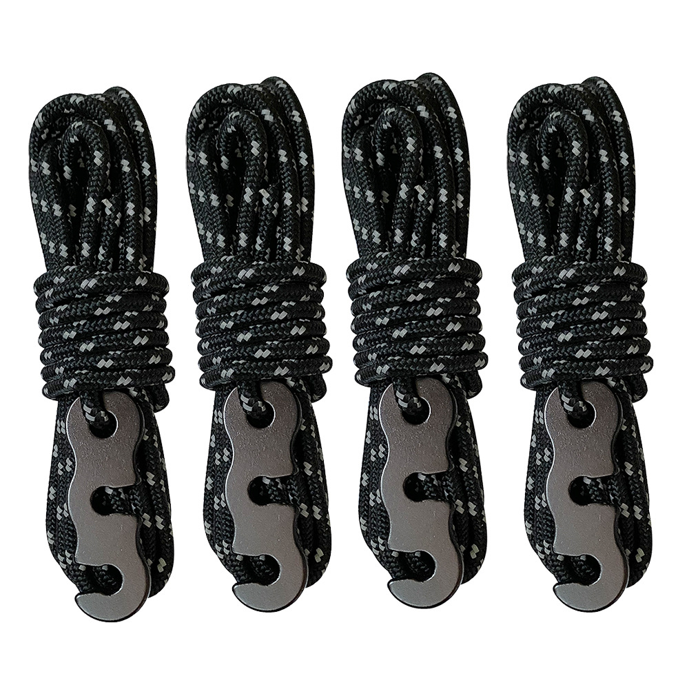 4er-pack Refktierende Seilspanner Mit Seilspanner, 3 M, Durchmesser: 3 Mm, Reißfest, Für Zelt Und Sonnensegel.