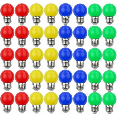E27 3w=30w Led-lampen In Verschiedenen Farben (40er-pack) - Rot, Gelb, Blau, Grün - 240 Lumen