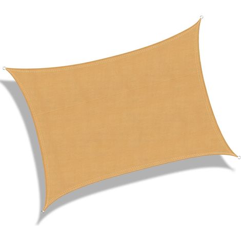 Wasserdichtes Rechteckiges Sonnensegel, 4 X 3 M, Rechteckiges Schattierungsnetz, 98 % Wasserabweisend, Sand 3x4