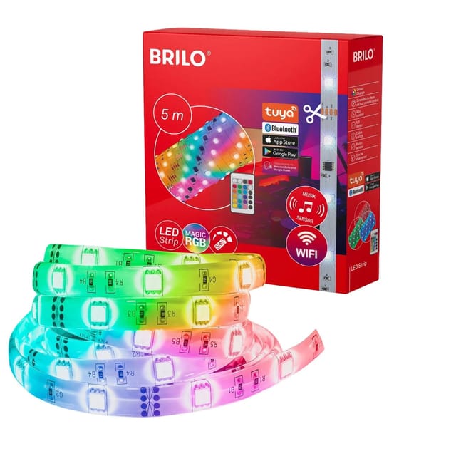 Ner Leuchten magic smart - led Bänder - 2313150 - rgbic Digitale Farben - Musiksensor - App-Steuerung - Inkl. Fernbedienung - 500 x 1 cm - Brilo