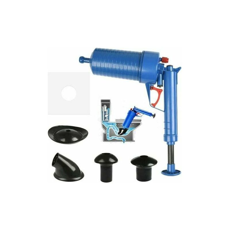 Abflussreiniger Mit Pümpel, Druckluft-abflussreiniger, Hochdruckpumpe Mit 4 Verschiedenen Saugnäpfen Zur Reinigung Von Küchenspülen, Badewannen Und Toiletten