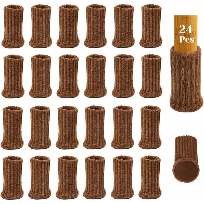 24-teiliges Stuhlbeinsocken-set Mit Filzgleitern, Hochelastische, Doppellagige Strickmöbelpantoffeln, Dicke, Rutschfeste Bodenschoner, Pad-set