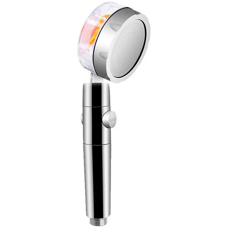 Propellerbetriebener, Druckbeaufschlagter Duschkopf, Hochdruck-handbrause Mit Turbofunktion, Kleiner, Leistungsstarker Duschkopf Mit Links- Und Rechtsdrehung, 360°-schwenkfunktion, Modell: Silber