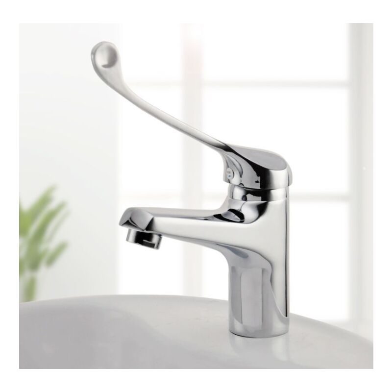 Bet Waschtischarmatur Mit Medizinischem Griff, Barrierefreie Badarmatur, Chrom, Silber Carivent