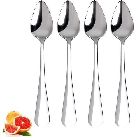 Justdolife Grapefruit-dessertlöffel Aus Edelstahl, Halbgezahnt, Vintage-zitrusdesign Mit Grapefruitmesser Für Die Küche