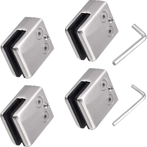 Set Mit 4 Glasklemmen Aus Edelstahl 304 Inklusive 2 Inbusschlüsseln, Glashalterung 8–10 Mm, Treppengeländer