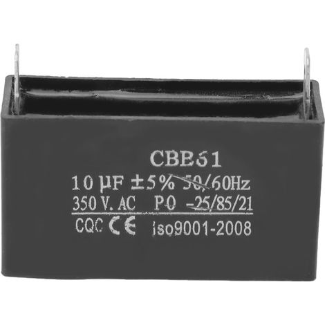Cbb61 Lüftermotorkondensator, 350 Vac 10 Μf ±5% 50/60 Hz Kunststoff-anlaufkondensator