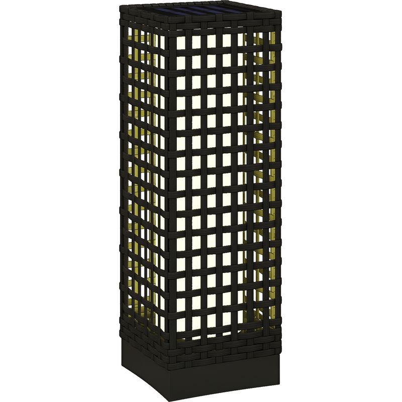 Solar-außenleuchte Mit Solarmodul, Automatischer Aktivierung, 8 Stunden Akkulaufzeit, Rattanoptik, Stahl, 15,5 X 15,5 X 46 Cm, Schwarz