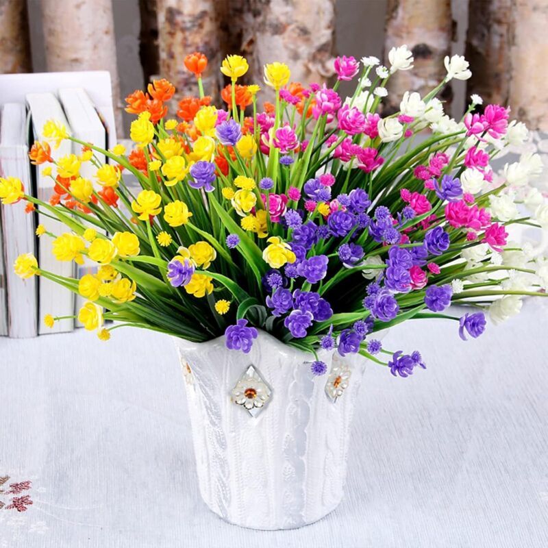 Künstliche Blühpflanze, 12 Stück Uv-beständige Künstliche Blumen Und Sträucher Für Drinnen Und Draußen, Zum Aufhängen In Küche, Zuhause Und Büro (6 Farben) - Rwplante Blumenarrangements