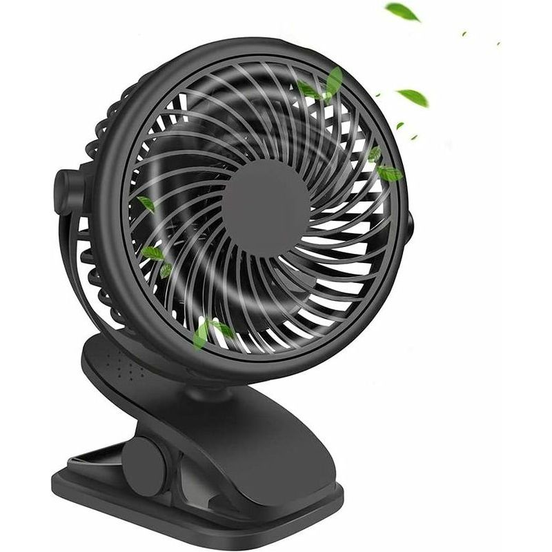 Mini-tischventilator Mit Clip (3-in-1), Usb-aufladbar, 3 Geschwindigkeitsstufen, 720°-drehung, Leistungsstark Und Leise, Ideal Für Schreibtisch, Reisen, Camping, Kinderwagen Und Auto.