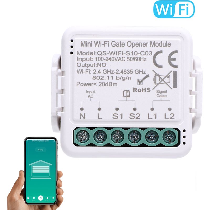 Tuya Smart Wi-fi Garagentoröffner-modul Mit App, Sprachsteuerung, Kompatibel Mit Google Home, Ferntimer-funktion, Gerätefreigabe, Mini Gate Qs Wifi S10 C03
