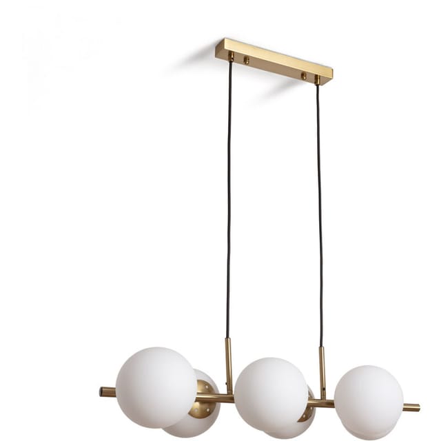 Efectoled - Pendelleuchte Metall und Glas Moonlight Brass 6 Spots Gold