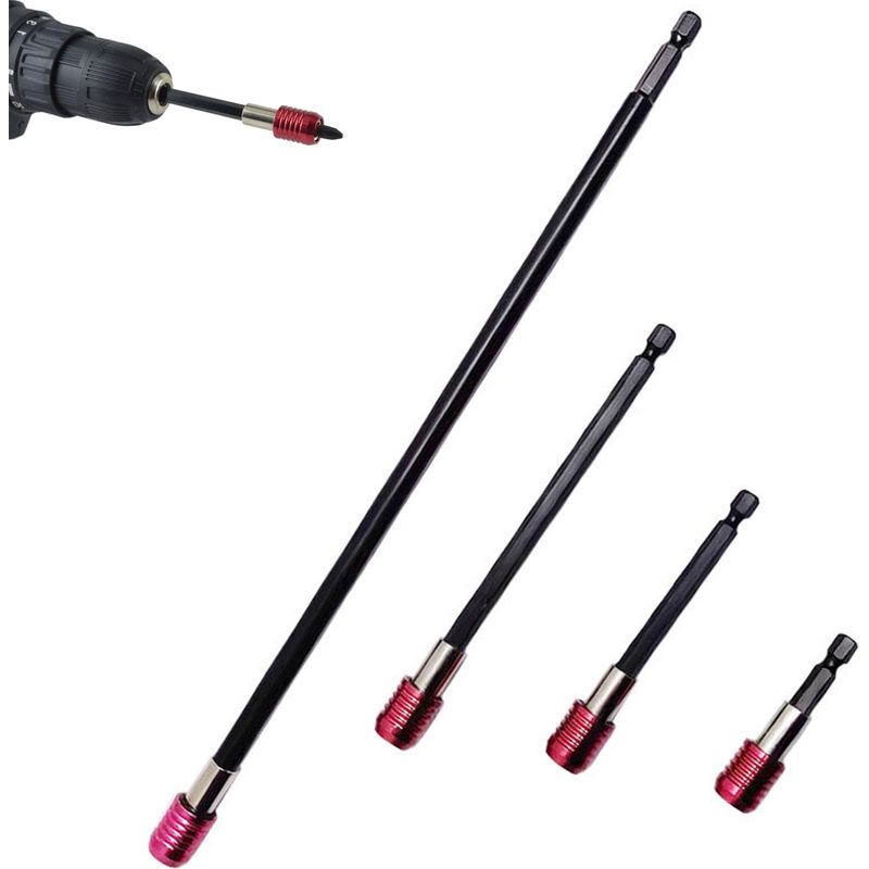 Set Mit 4 Bitverlängerungen 60/100/150/300 Mm - 1/4"-bithalter - Universal-sechskantschaft - Für Schraubendreher (1)