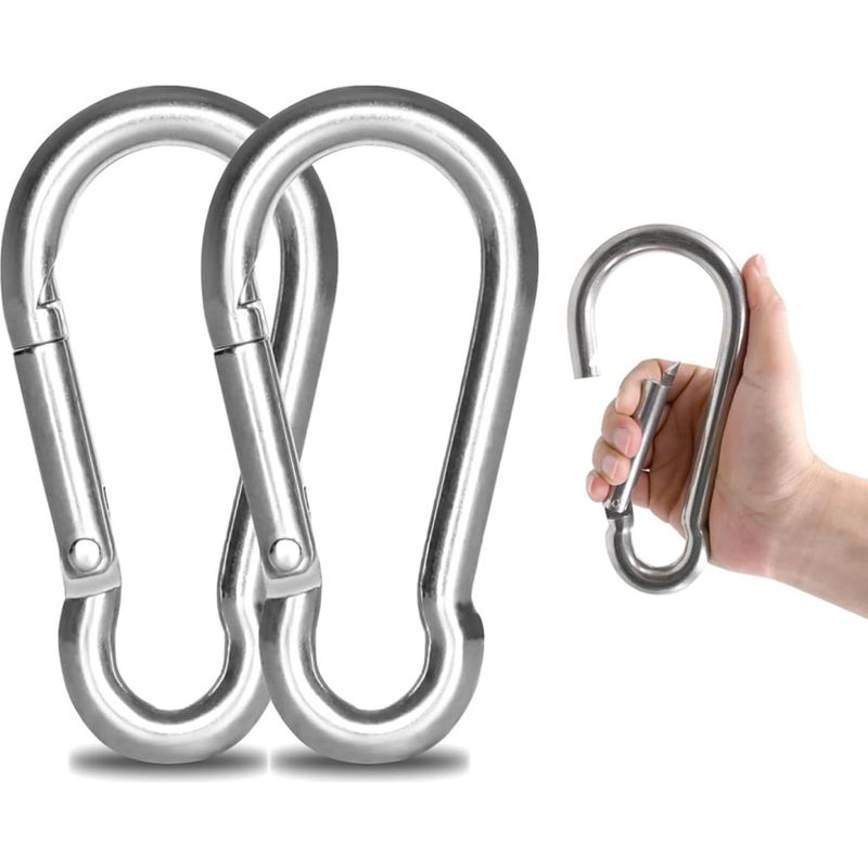 Edelstahl-karabiner M12 304 – Großer Edelstahl-karabiner – 140 Mm Zur Befestigung – Tragfähigkeit 800 Kg, Schwenkkarabiner – 140 Mm X Φ12 Mm
