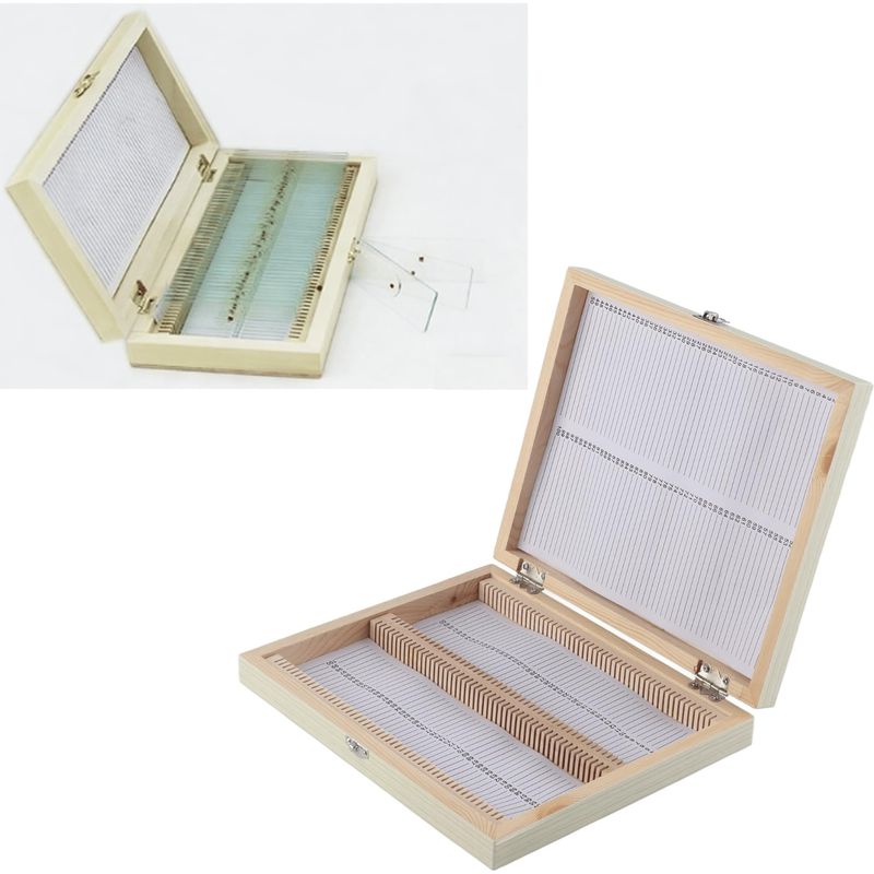 Objektträgerhalter Aus Holz, Aufbewahrungsbox Für 100 Präparate, Digitale Codierung, Metallverschluss, Korkauskleidung, Für Labor Und Studierende