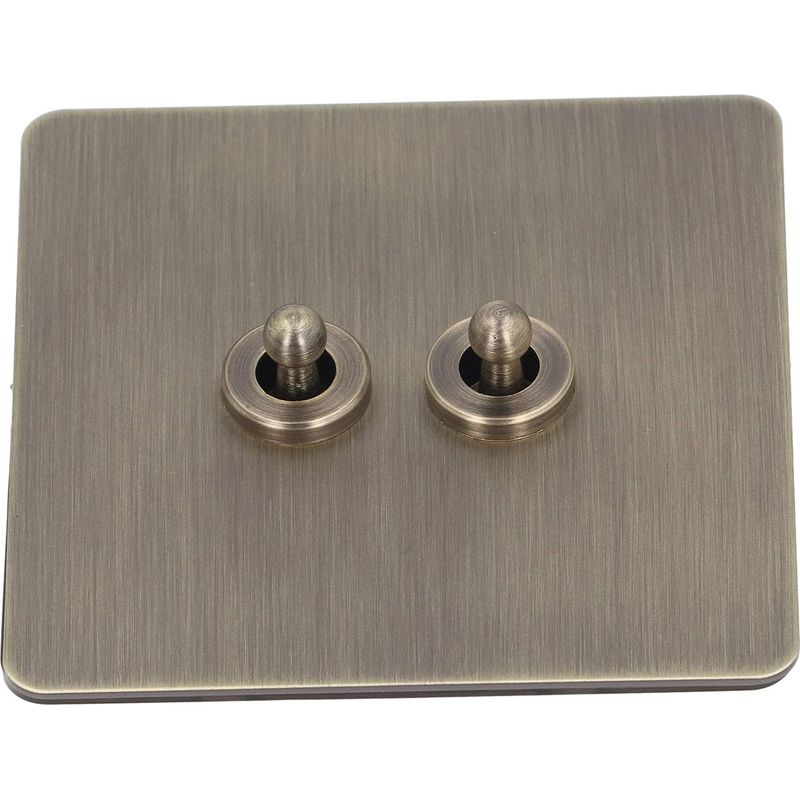 Zweiwege-wippschalter, Edelstahlfront, Antikbronze-optik, Doppel-wippschalter Mit Breitem Anwendungsbereich Für Wohnzimmer, Schlafzimmer, Büro