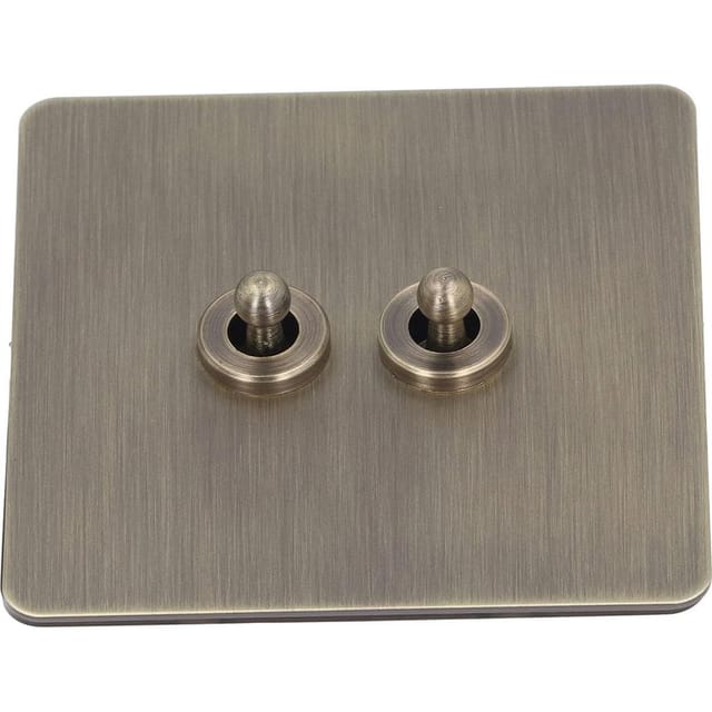 Zweiwege-wippschalter, Edelstahlfront, Antikbronze-optik, Doppel-wippschalter Mit Breitem Anwendungsbereich Für Wohnzimmer, Schlafzimmer, Büro