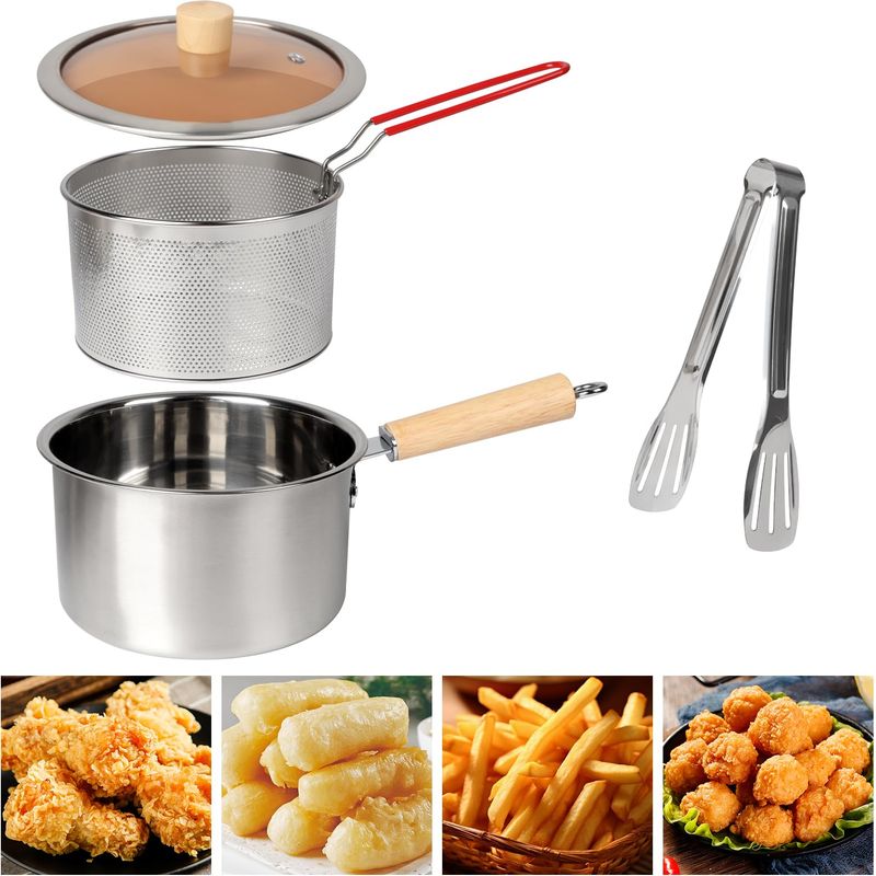 Frittiertopf Mit Korb, 2500 Ml, Edelstahl 304, Japanischer Tempura-frittiertopf Mit Griff, Für Pommes Frites, Fisch, Hähnchenflügel