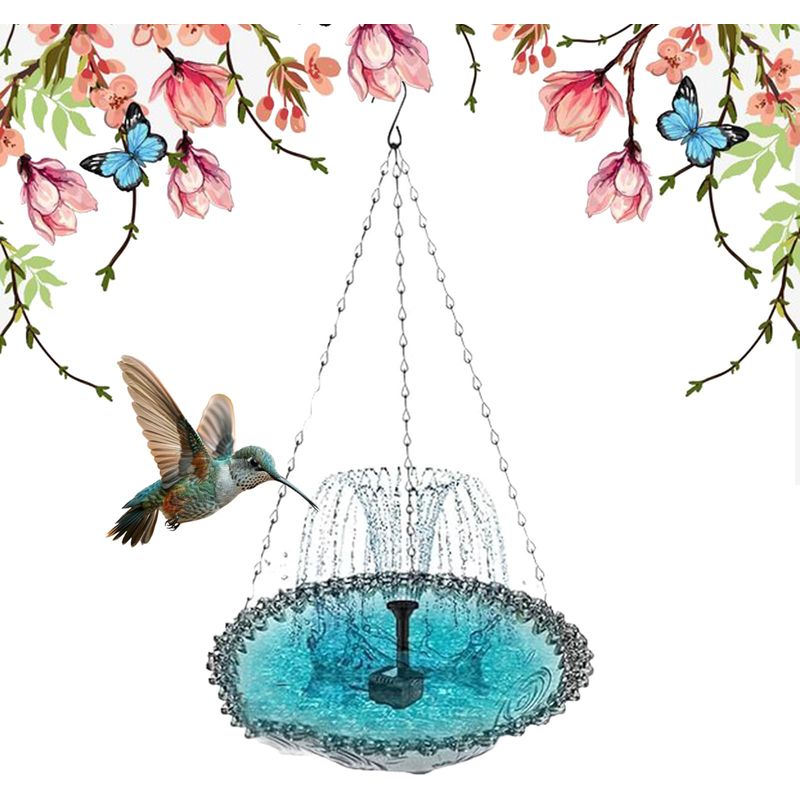 Hängendes Vogelbad Mit Solarbrunnen, 1- Oder 3-lagig, Lockt Kolibris Und Wildvögel An, Hängendes Wasserspiel Für Garten, Terrasse Und Hinterhof (grau, 1-lagig)