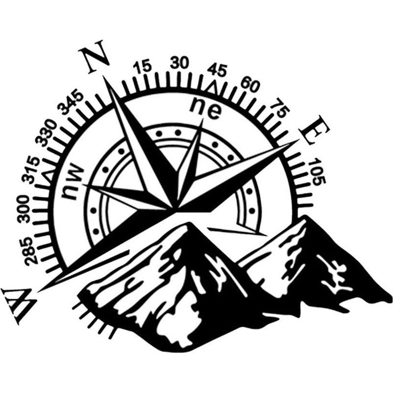 Bergkompass-aufkleber Für Motorhaube, Karosserie, Seitentür, Kompass, Wasserfeste Vinyl-autoaufkleber, Lkw-aufkleber