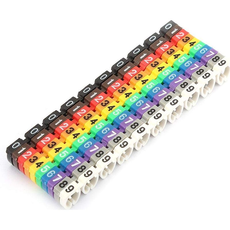Packung Mit 100 Farbigen Kabelmarkierern, Kabelkennzeichnungen, Aderkennzeichnungsetiketten Für Kcm-6 Mm 6 Mm² Elektrokabel