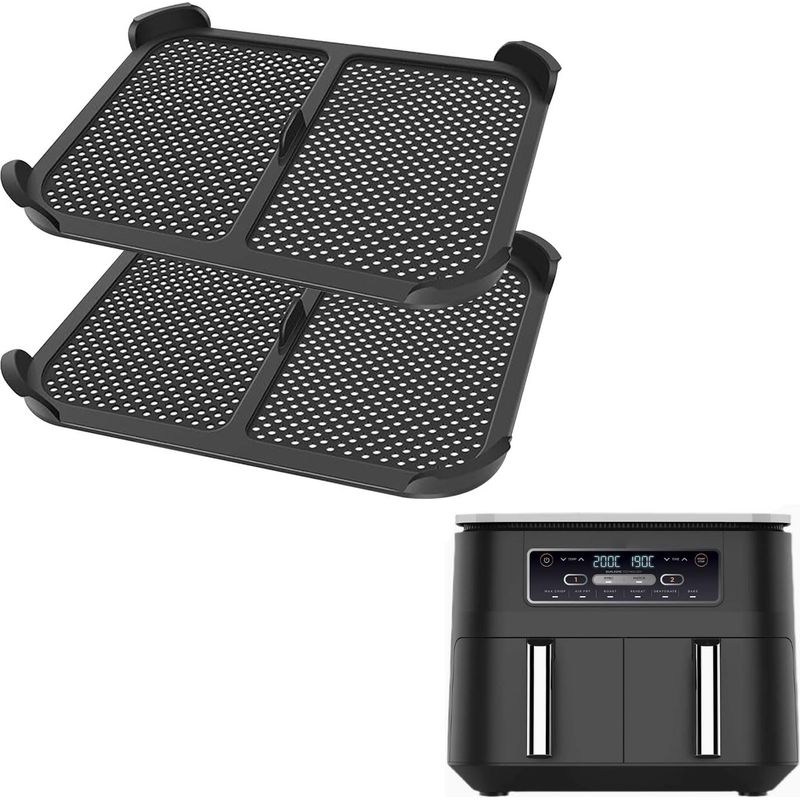 Set Mit 2 Spritzschutzabdeckungen Für Heißluftfritteusen, Spritzschutzzubehör Für Heißluftfritteusen, Hitzebeständig Bis 240 °c, Wiederverwendbar, Für Heißluftfritteuse Af300 (21,3 X 16,7 X 1,5 Cm)