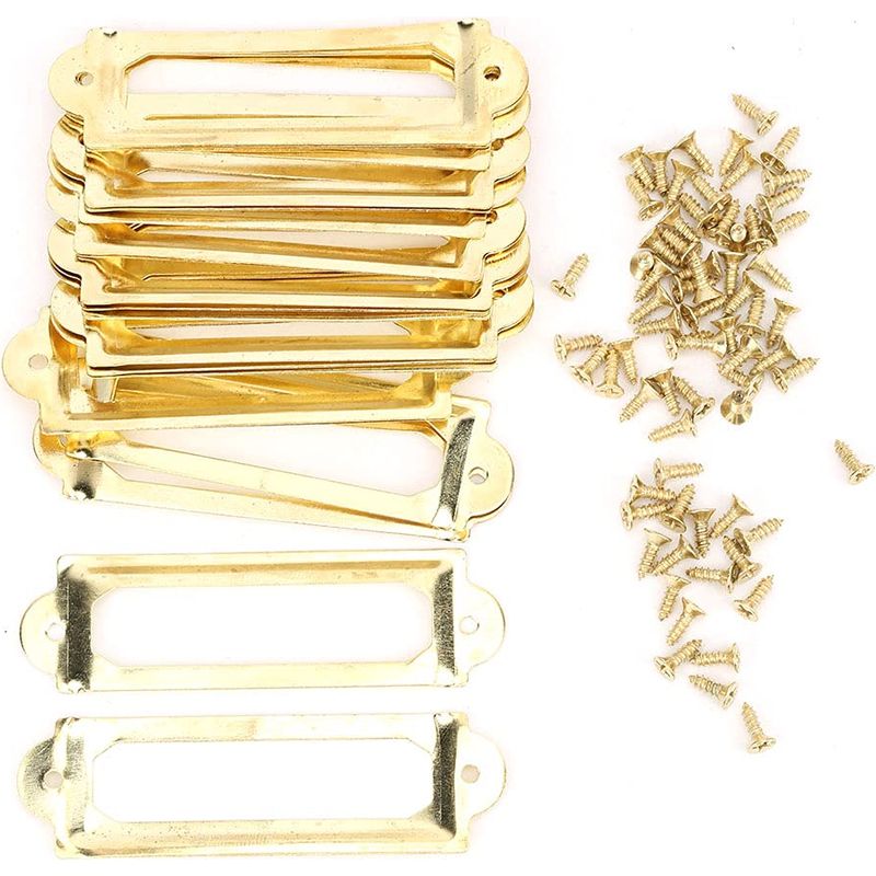 Antike Etikettenhalter, 20er-set Schubladenetiketten Aus Messing Mit Schrauben Für Schränke Und Bücherregale, 62 X 18 Mm, Zum Selbermachen Von Ablagemöglichkeiten