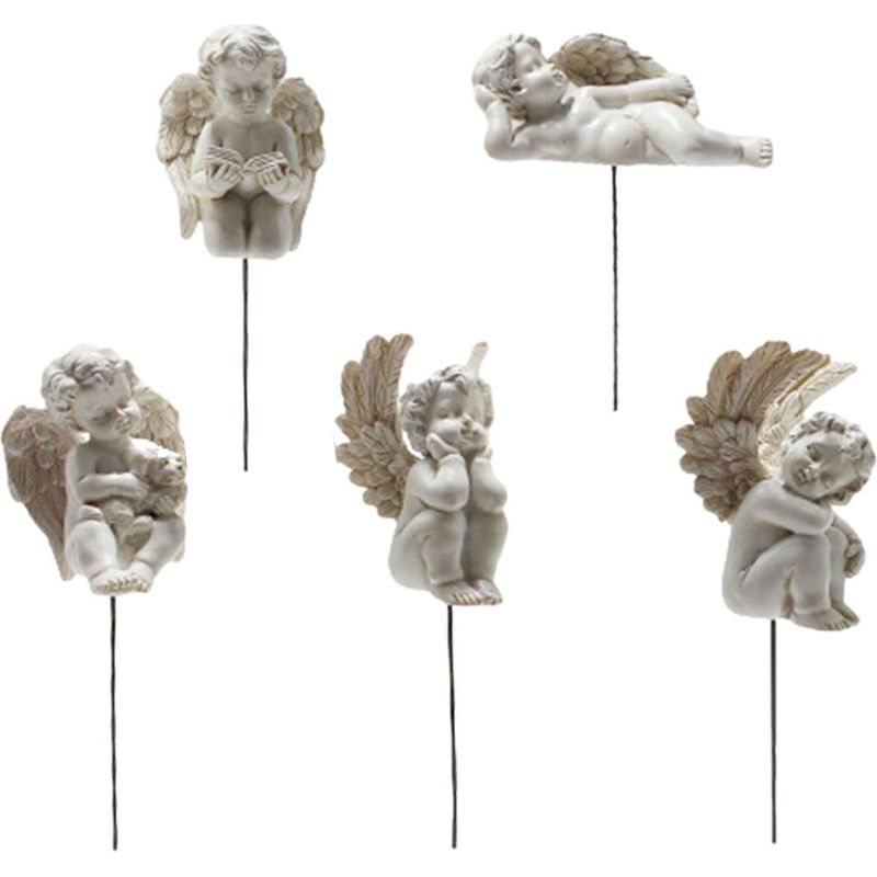 Engel-gartenstecker – 5-teiliges Set Miniatur-engelsfiguren In Verschiedenen Formen Für Blumentöpfe – Kleine Engelsornamente Für Rasen, Garten, Terrasse Und Veranda