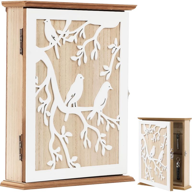 Dekorativer Schlüsselkasten, 26 X 20 X 6 Cm, Wandmontierter Schlüsselschrank Aus Holz Mit 6 Haken, Inklusive Schrauben, Vintage-stil, Für Eingänge, Flure Und Büros (b)