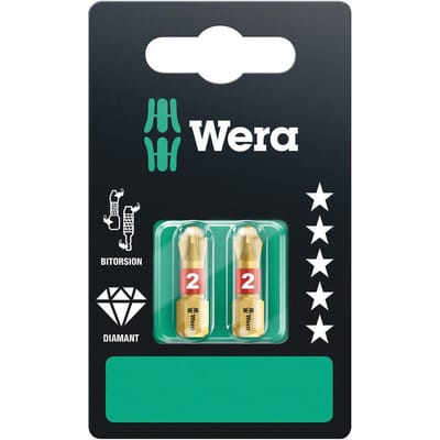 851/1 bdc sb SiS 05073335001 Kreuzschlitz-Bit ph 2 Werkzeugstahl diamantbeschichtet, legiert d - Wera