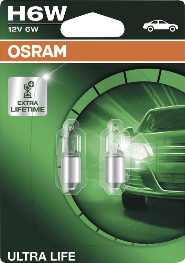 Osram UltraLife H6W 12V 6W, 2 Stück Glühlampe