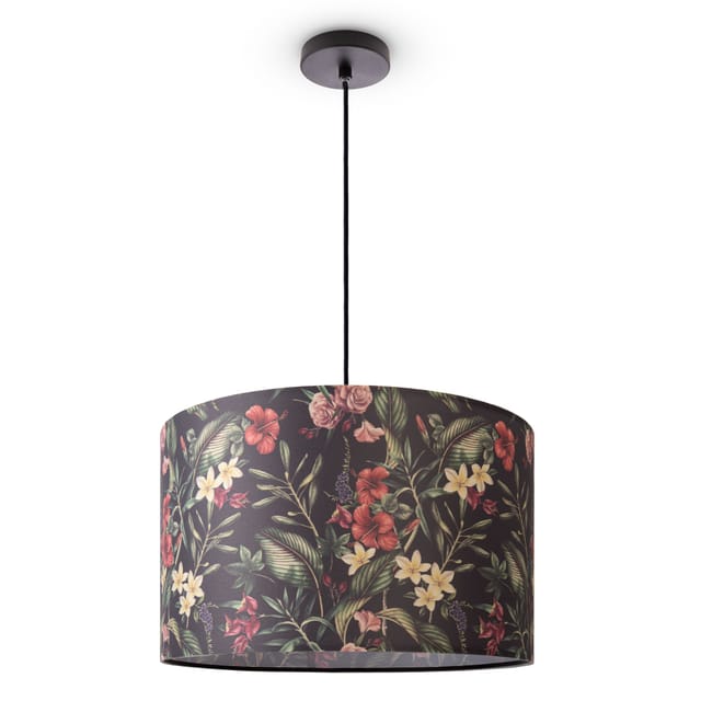 Deckenlampe Wohnzimmer Lampe Esstisch Pendelleuchte Blumen Palmen Deko E27 Pendelleuchte - Schwarz, Design 5 (Ø45,5 cm) - Paco Home