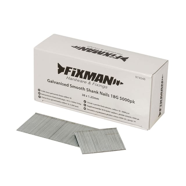 Fixman - Galvanisierte Glattschaftnägel, 18 g, 5.000er-Pckg. 38 x 1,25 mm