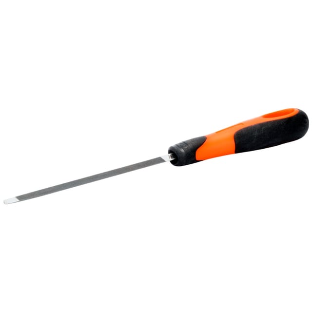 Bahco ERGO-Dreikant-Sägefeile, extraschlank, doppelt, mit Zweikomponenten-Griff, Halbschlichthieb, 125 mm, Hieb 2