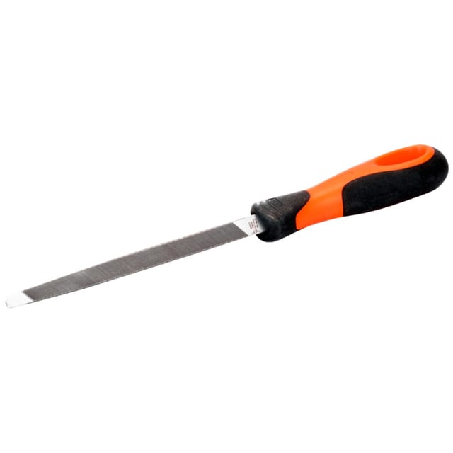 Bahco ERGO-Dreikant-Bandsägefeile mit Zweikomponenten-Griff, Halbschlichthieb, 150 mm, Hieb 2