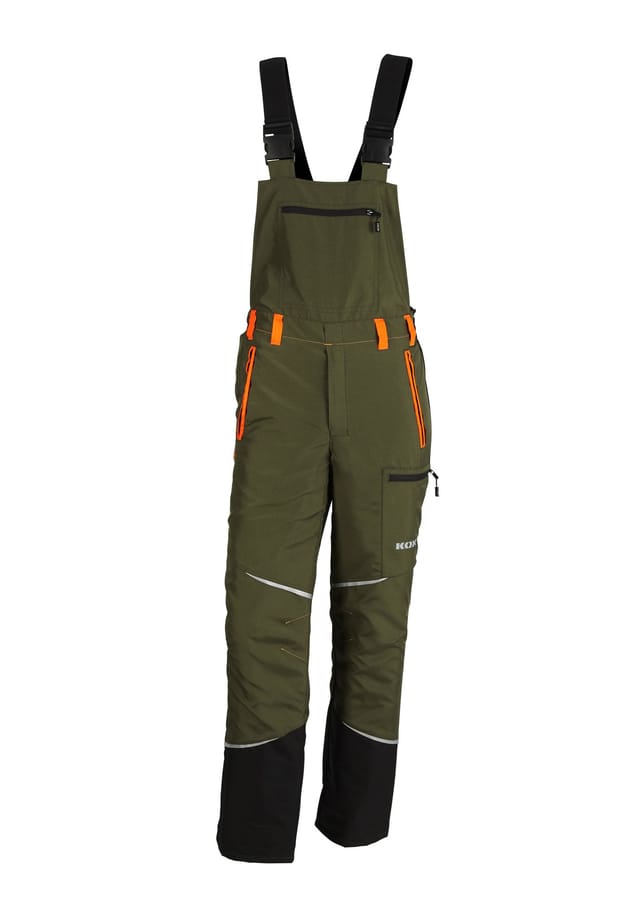 KOX Schnittschutz Latzhose Mistral 3.0 Grün/Orange Größe 110 schlank und groß Typ A KWF-Standard