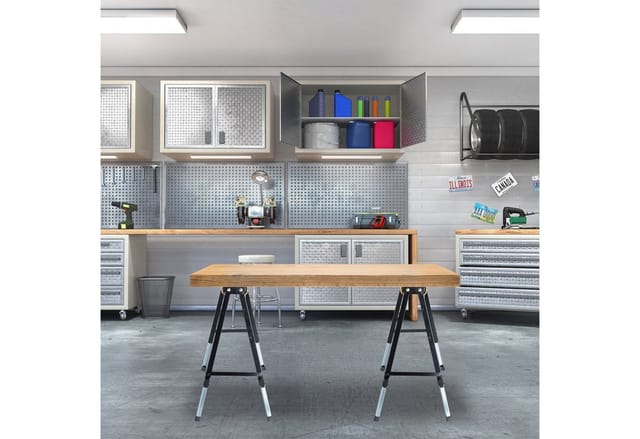 Relaxdays Arbeitsbock, 2er Set, HBT: 91,5 x 106 x 50 cm, höhenverstellbar, Allzweckbock, Tragegriffe, Klappbock, orange